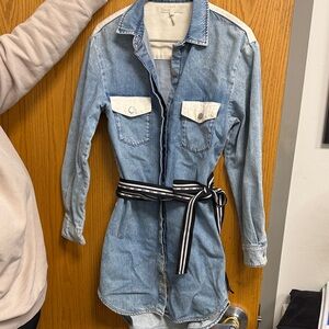 Maje Blue Denim Long Sleeve Dress